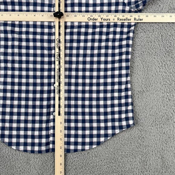 Original Penguin Heritage Slim Fit Womens Blue Check Button Down Shirt Sz Large - Picture 4 of 4